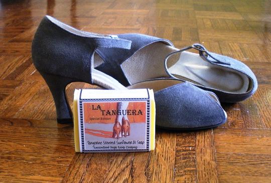 La Tangera tangerine natural sunflower soap shoes
