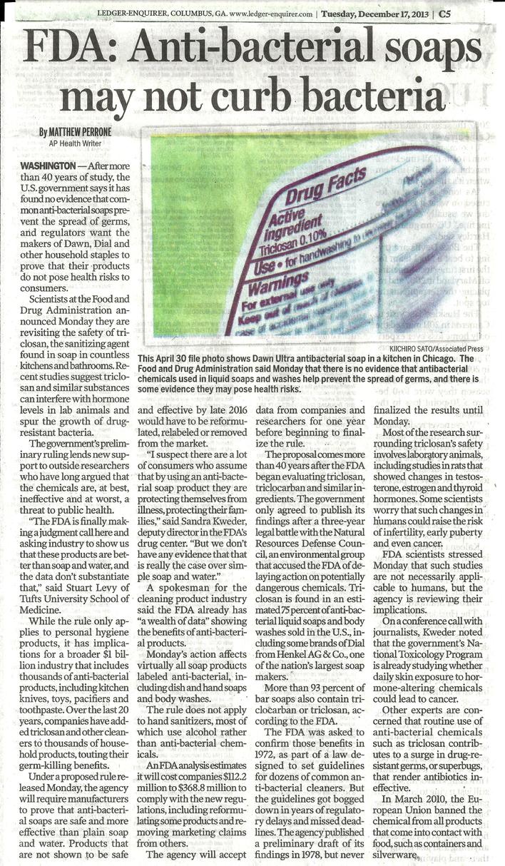 FDA anti-bacterial soaps effective